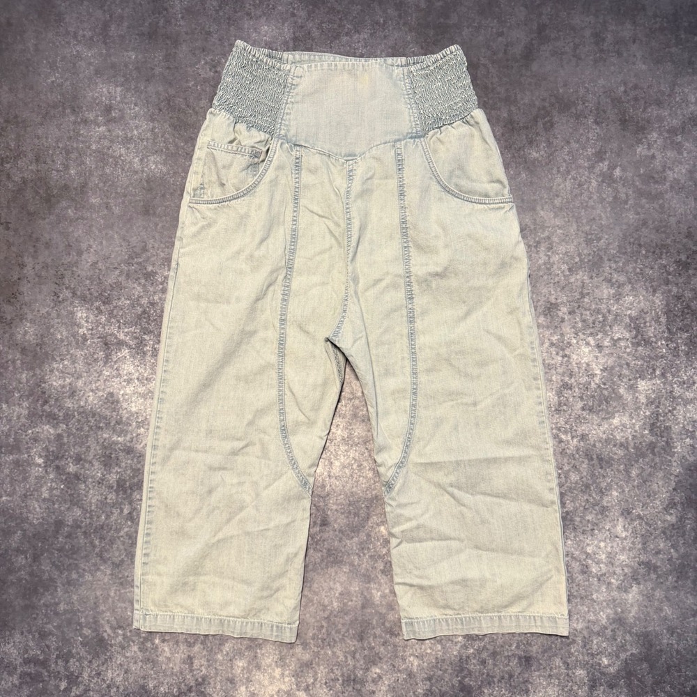 Free People We The Free Lunan Crop Harem Jeans Small Light Wash Drop Crotch Boho